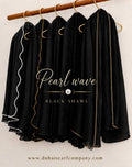 Pearl Wave Black Shawl | Premium Pearl Border Crinkle Shawl