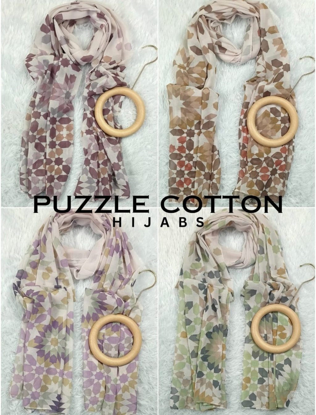 Puzzle Cotton Hijab | Premium Geometric Print Cotton Hijab Collection