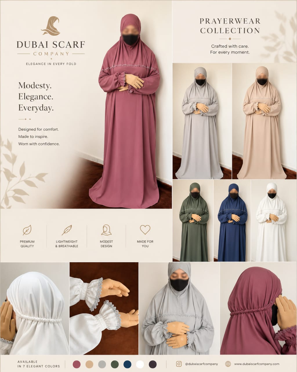 Premium Modest Prayerwear Collection | Lightweight Islamic Prayer Dress for Women