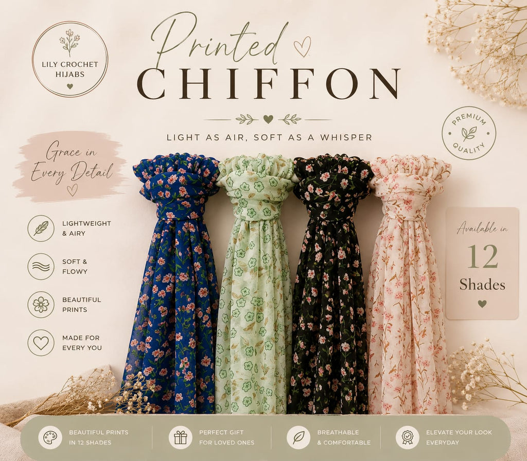 Printed Chiffon Hijab – Lightweight Floral Chiffon Scarf for Women