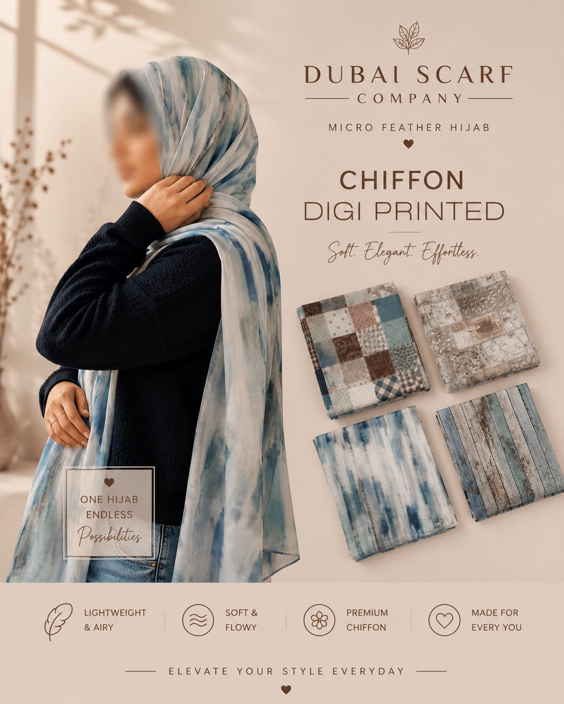 Premium Digital Printed Chiffon Hijab