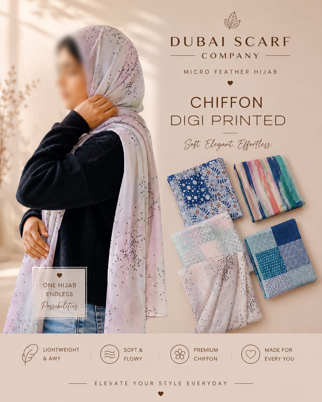 Premium Digital Printed Chiffon Hijab