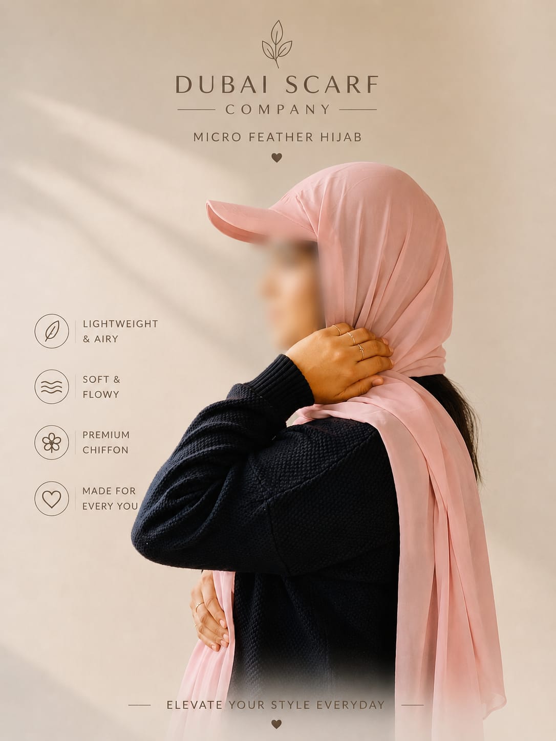 Ready-to-Wear Cap Attached Chiffon Hijab
