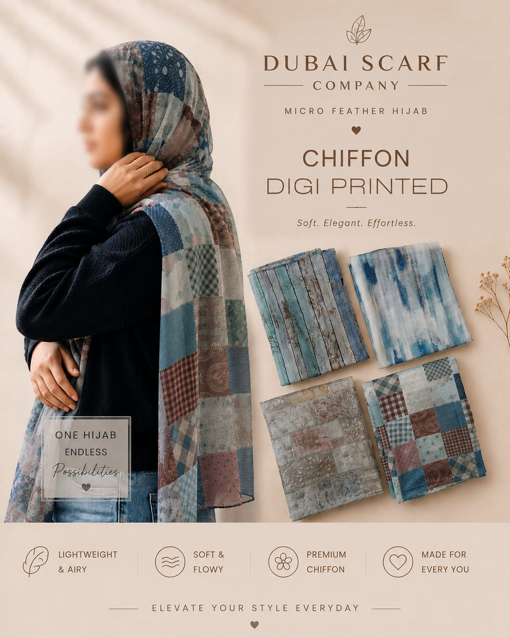 Premium Digital Printed Chiffon Hijab