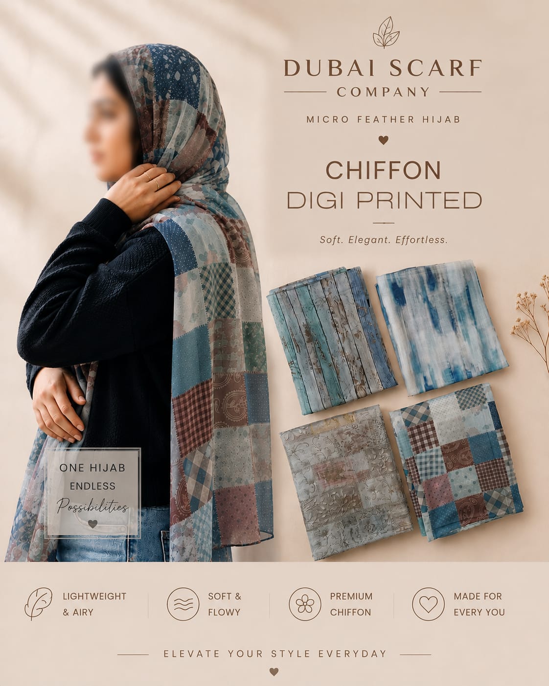 Premium Digital Printed Chiffon Hijab