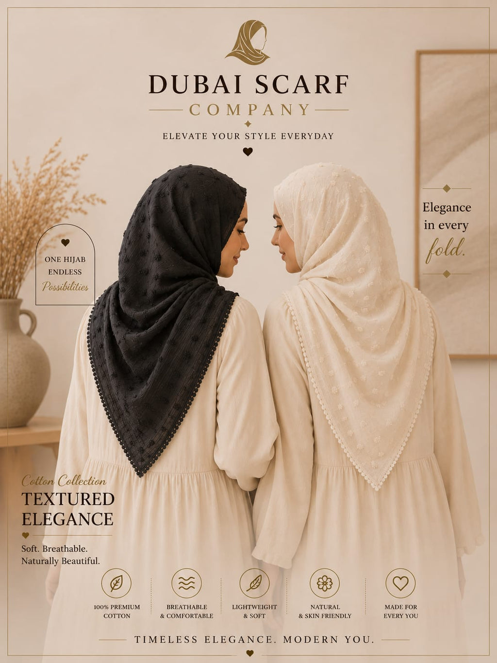 Premium Textured Cotton Pom Pom Hijab with Lace Border