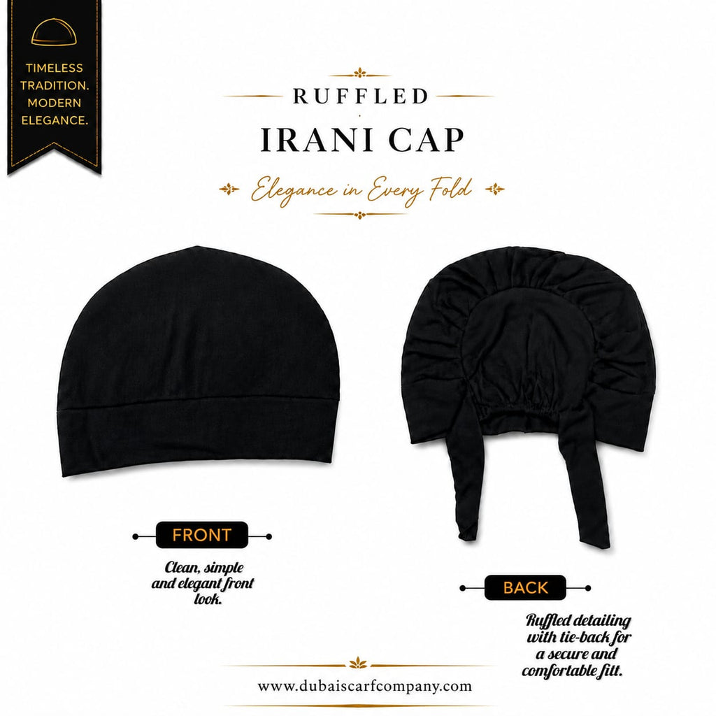 Premium Ruffled Irani Hijab Cap – Soft & Comfortable Undercap