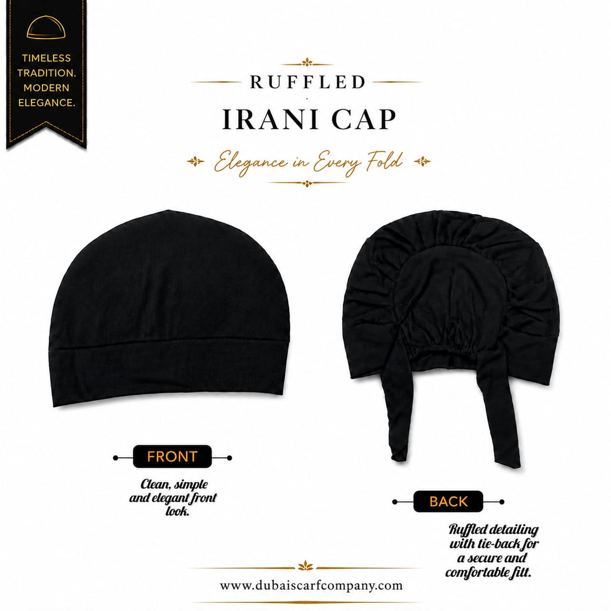 Premium Ruffled Irani Hijab Cap – Soft & Comfortable Undercap