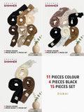 Dubai Organza Shimmer Hijab Set | 15 Pieces Premium Collection