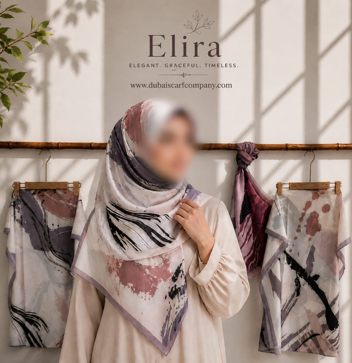 Elira Premium Printed Hijab | Elegant Abstract Art Design
