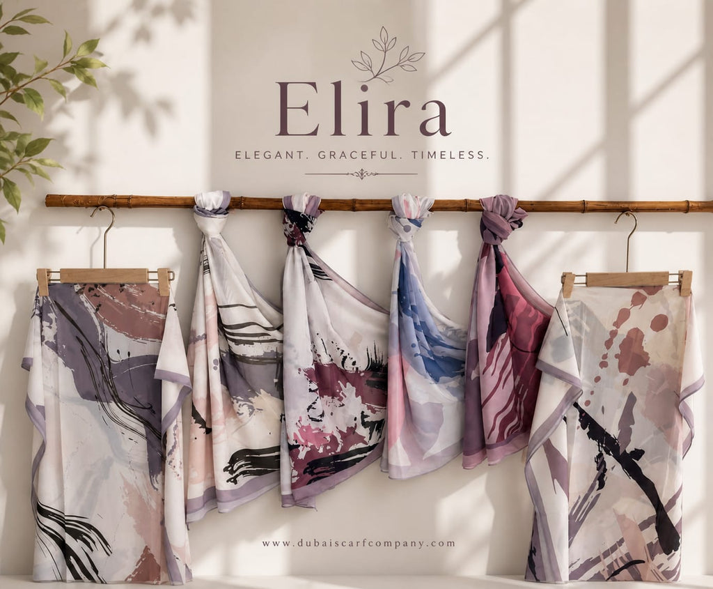 Elira Premium Printed Hijab | Elegant Abstract Art Design