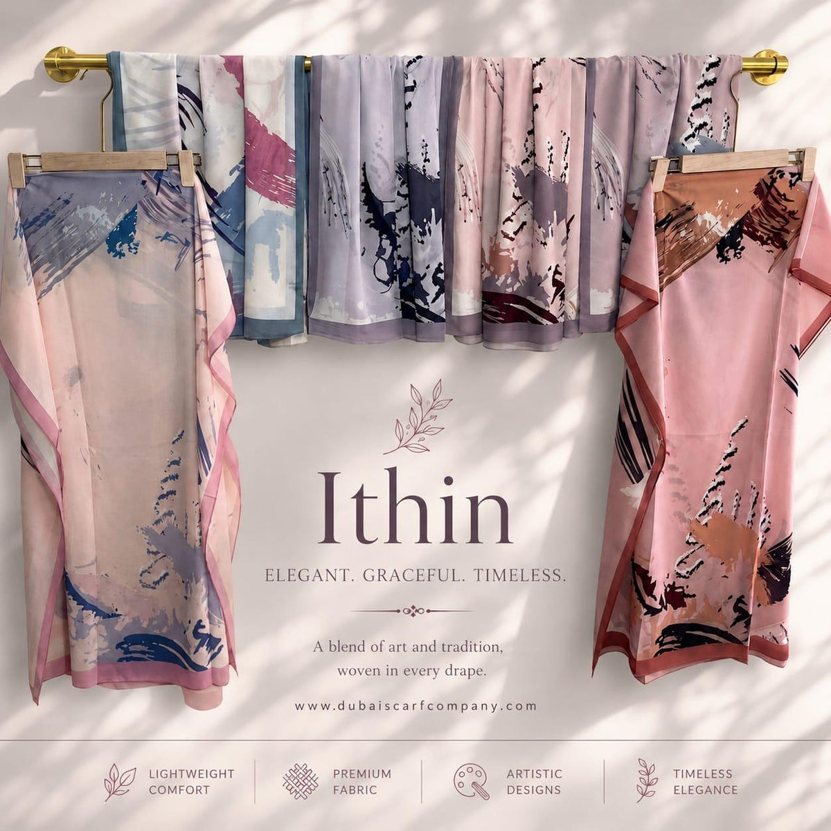 Ithin Premium Printed Hijab | Artistic Abstract Print Hijab