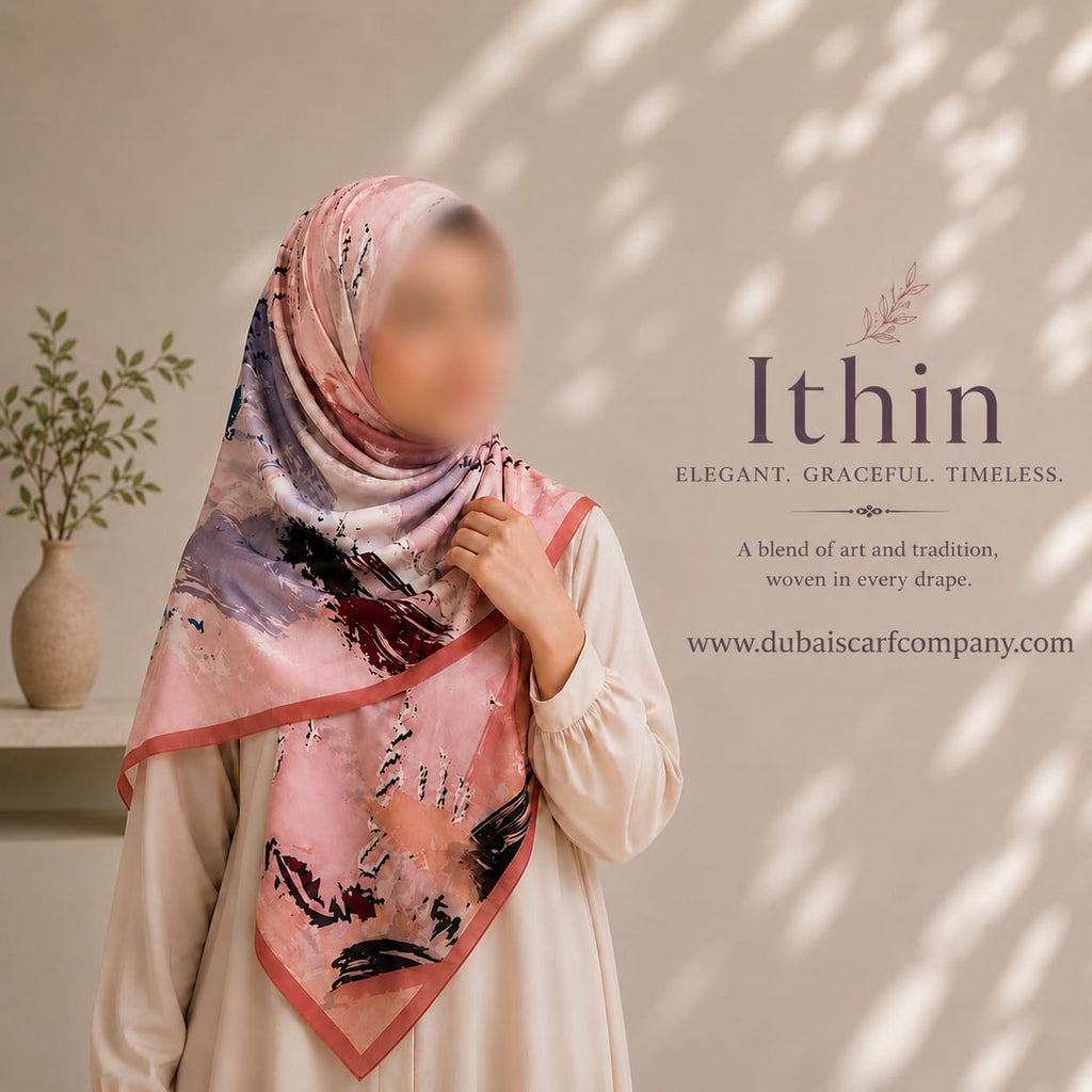 Ithin Premium Printed Hijab | Artistic Abstract Print Hijab