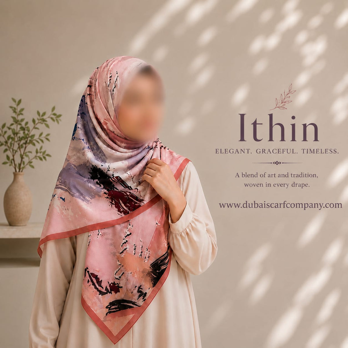 Ithin Premium Printed Hijab | Artistic Abstract Print Hijab