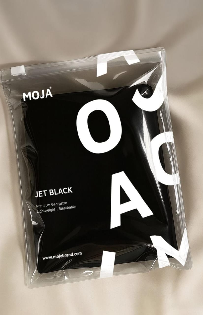 MOJA Jet Black Premium Georgette Hijab | Lightweight & Breathable